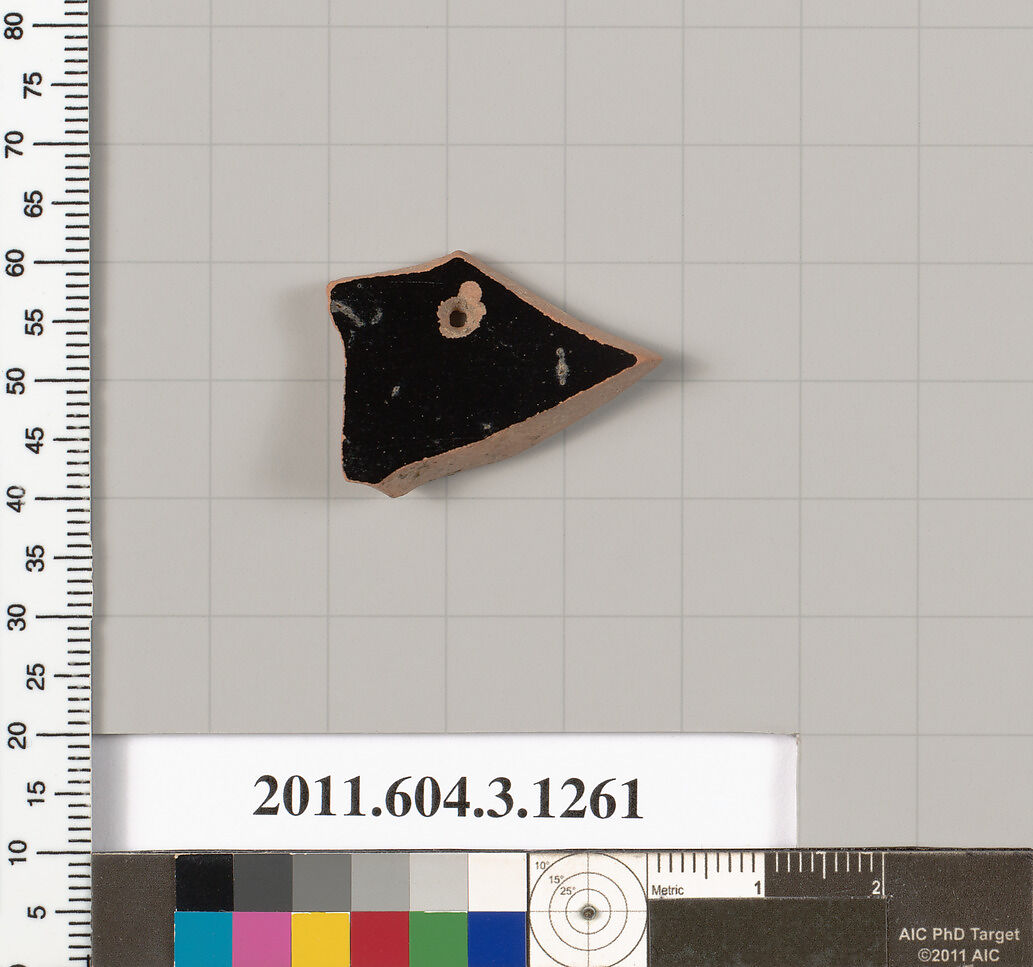 Terracotta fragment of an undetermined shape, Terracotta, Greek, Attic