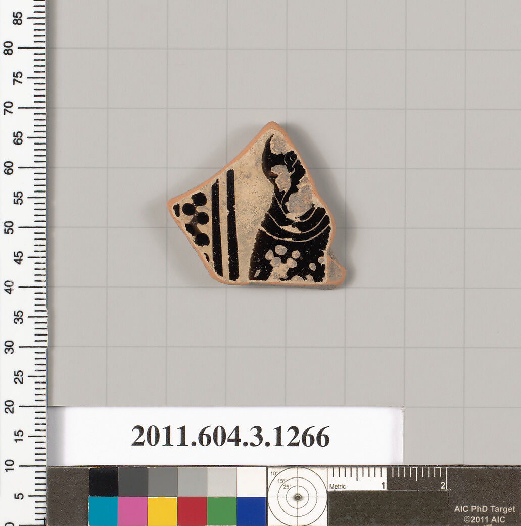 Terracotta fragment of an oinochoe (jug), Terracotta, Greek, Attic 