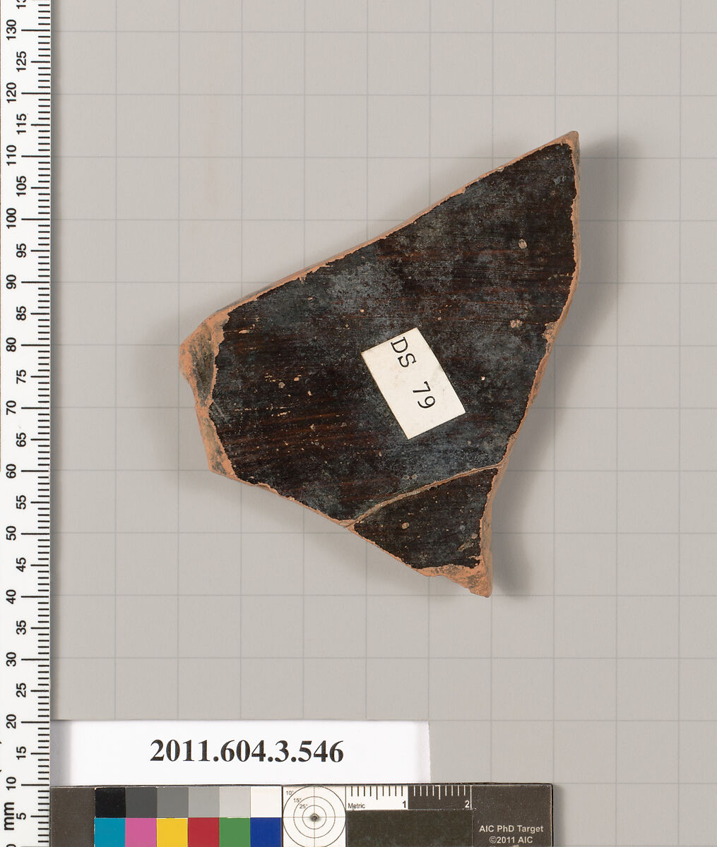Terracotta fragment of a column-krater (bowl for mixing wine and water), Terracotta, Greek, Attic