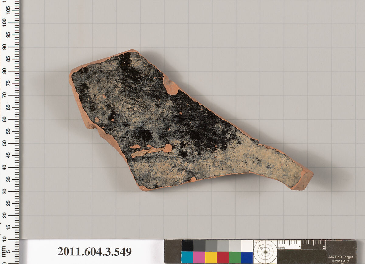 Terracotta fragment of a column-krater (bowl for mixing wine and water), Terracotta, Greek, Attic