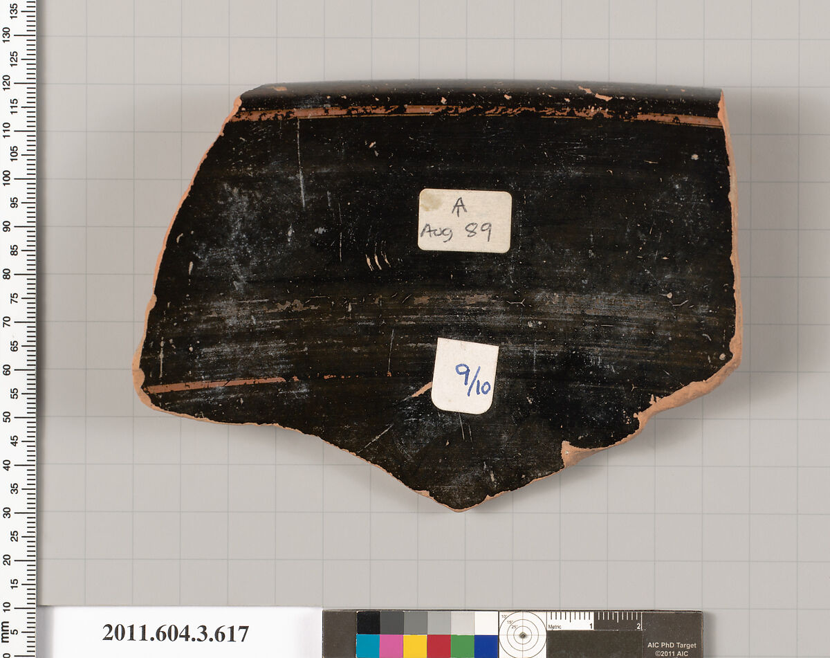 Terracotta fragment of a calyx-krater (bowl for mixing wine and water), Terracotta, Greek, Attic