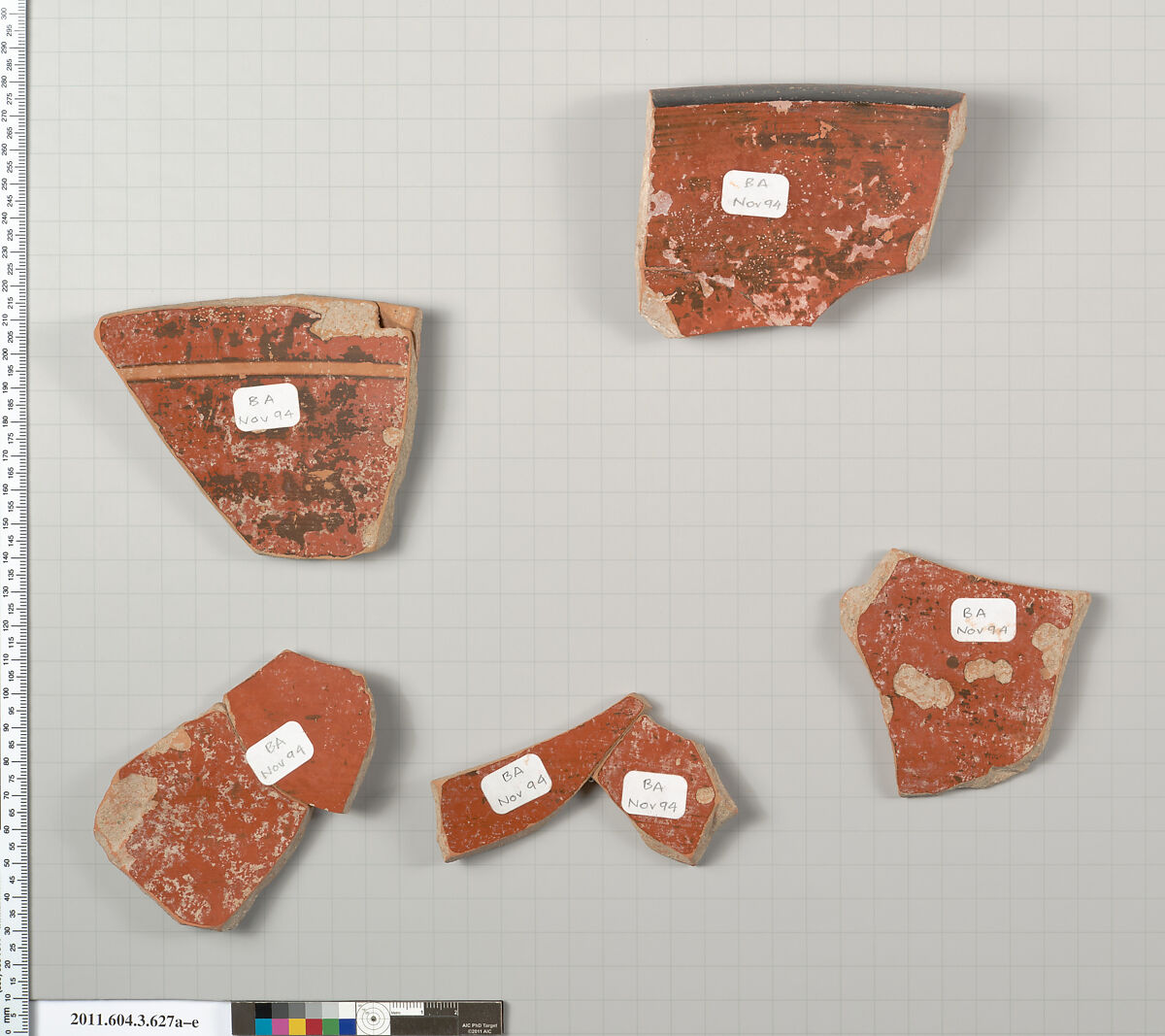 Terracotta fragments of a calyx-krater (bowl for mixing wine and water), Terracotta, Greek, Attic