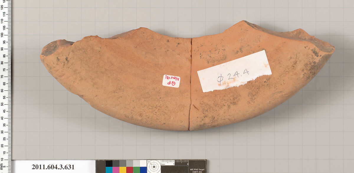 Terracotta fragment of a calyx-krater (bowl for mixing wine and water), Terracotta, Greek, Attic