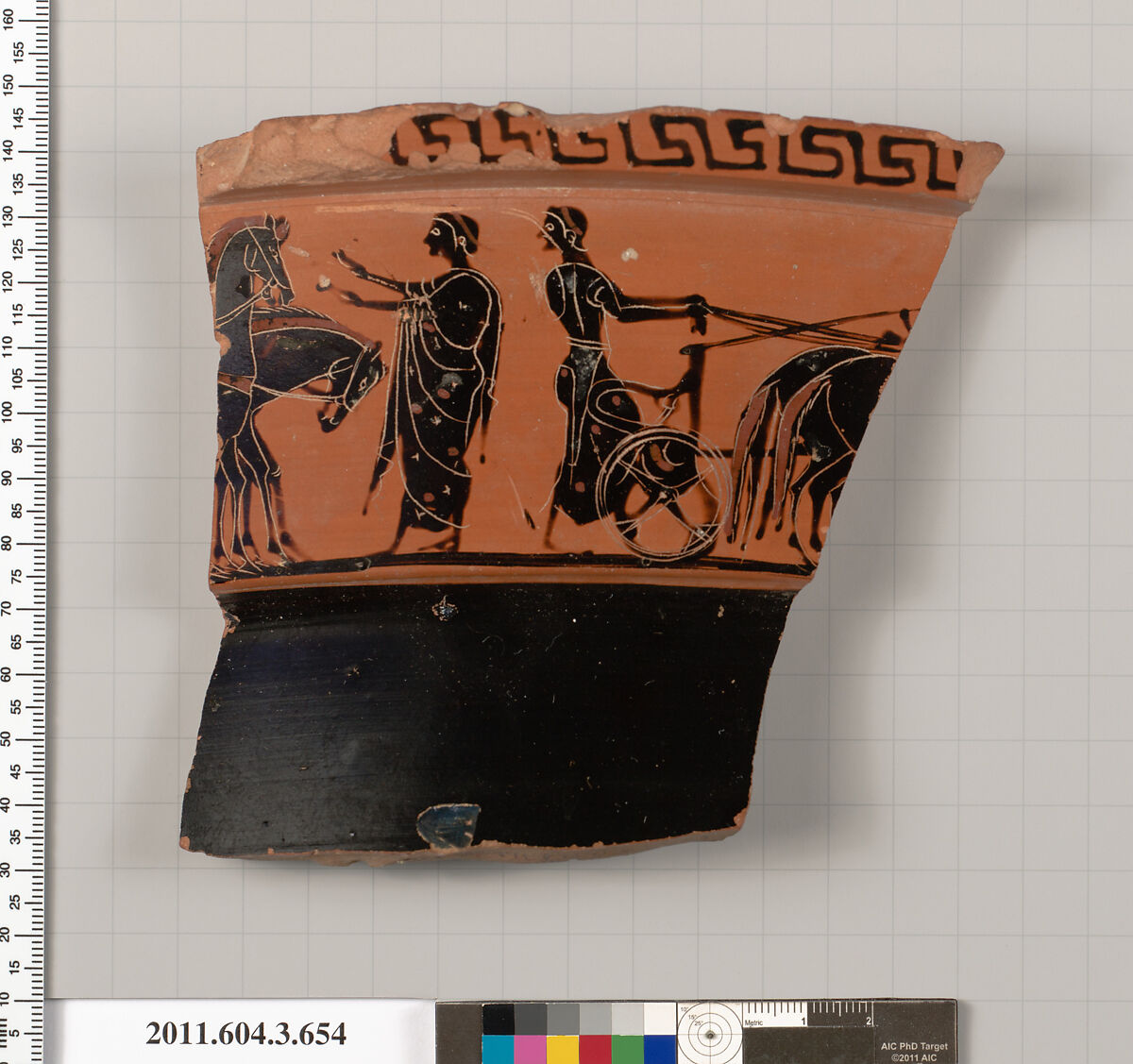 Terracotta fragment of a volute-krater (bowl for mixing wine and water), Terracotta, Greek, Attic 