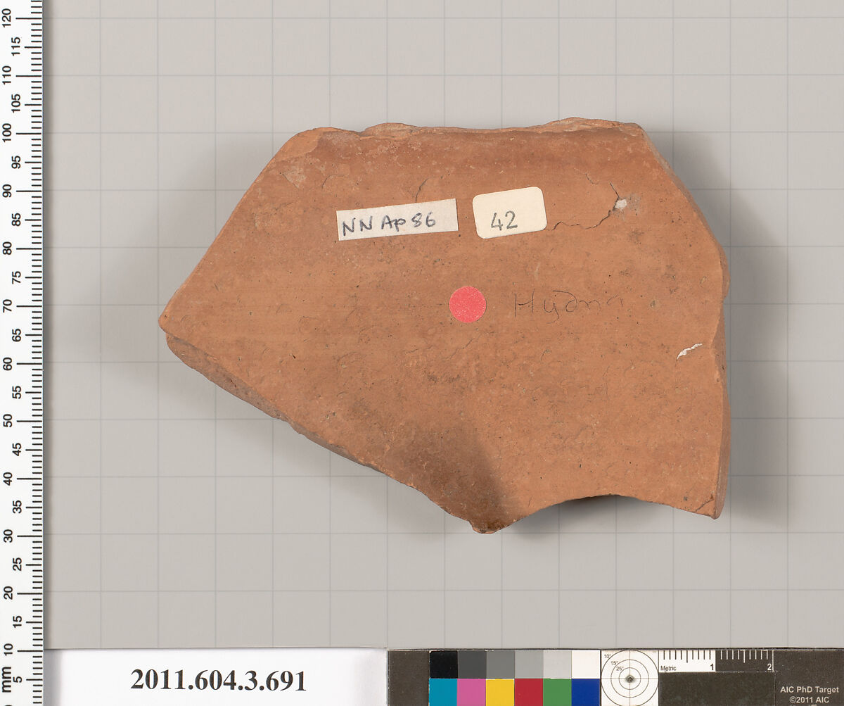 Terracotta fragment of a hydria (water jar), Terracotta, Greek, Attic