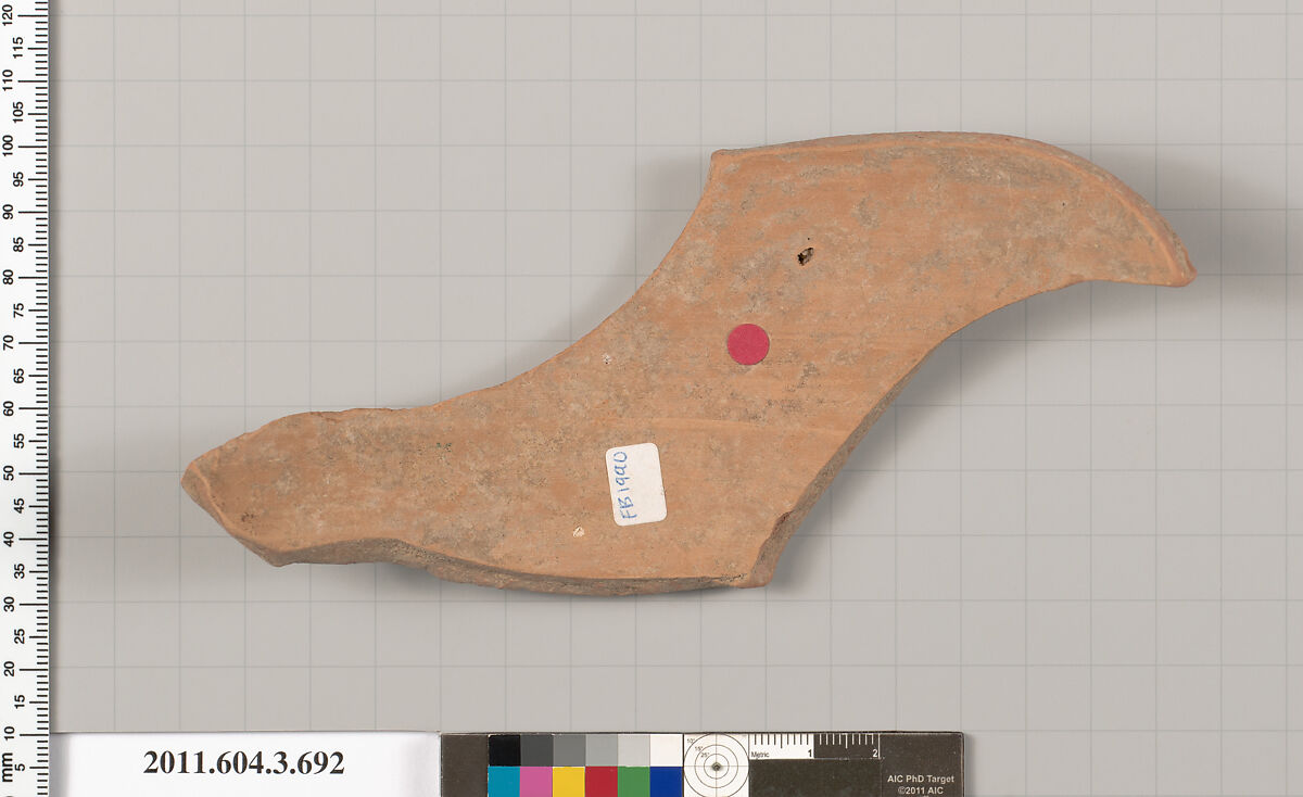 Terracotta fragment of a hydria (water jar), Terracotta, Greek, Attic