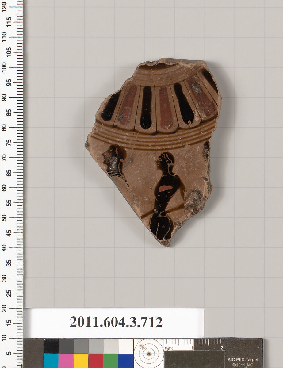 Terracotta fragment of a hydria (water jar), Terracotta, Greek, Attic 