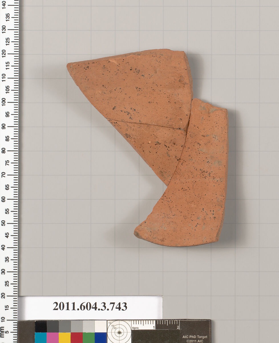 Terracotta fragment of a neck-amphora (jar), Terracotta, Greek, Attic