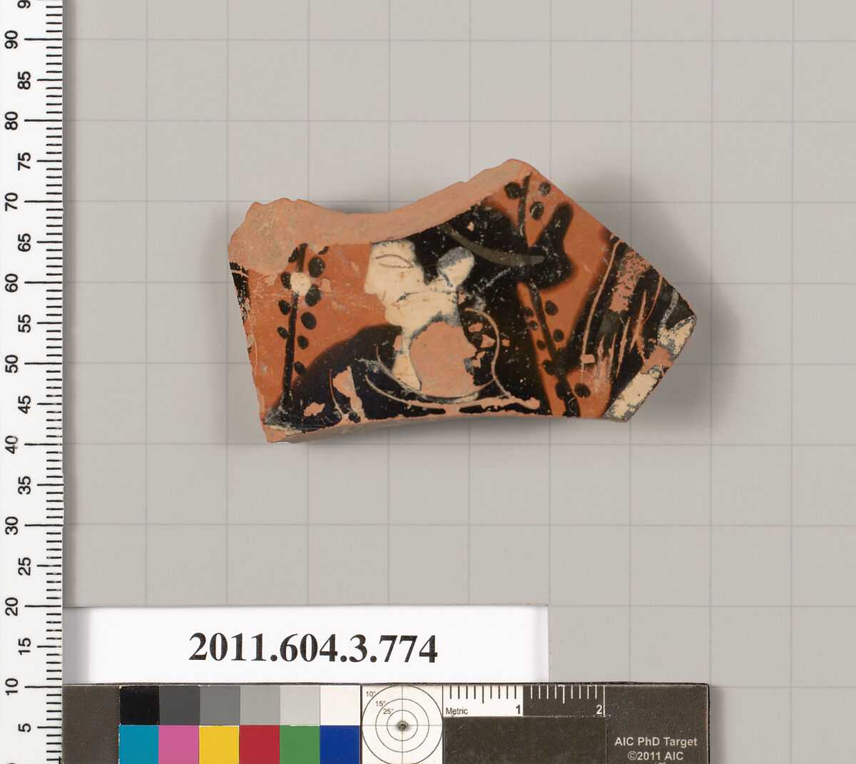 Terracotta fragment of an oinochoe (jug), Terracotta, Greek, Attic 