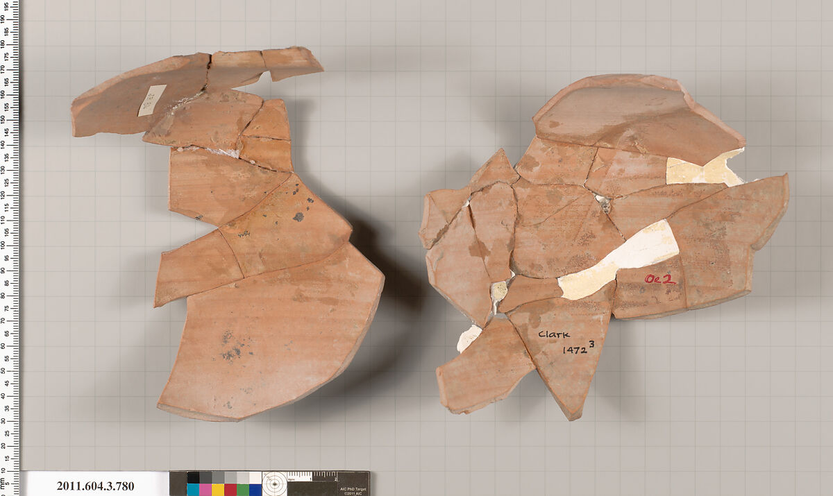 Terracotta fragment of an oinochoe (jug), Terracotta, Greek, Attic