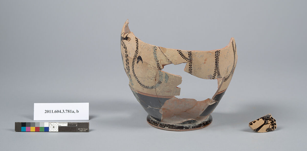 Terracotta fragment of an oinochoe (jug), Terracotta, Greek, Attic