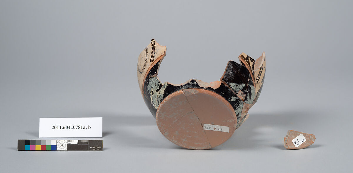 Terracotta fragment of an oinochoe (jug), Terracotta, Greek, Attic