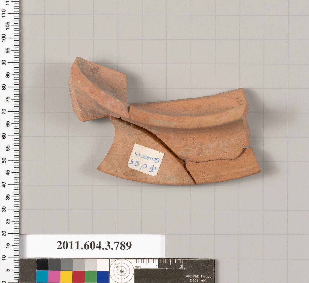 Terracotta fragment of a lid, Terracotta, Greek, Attic