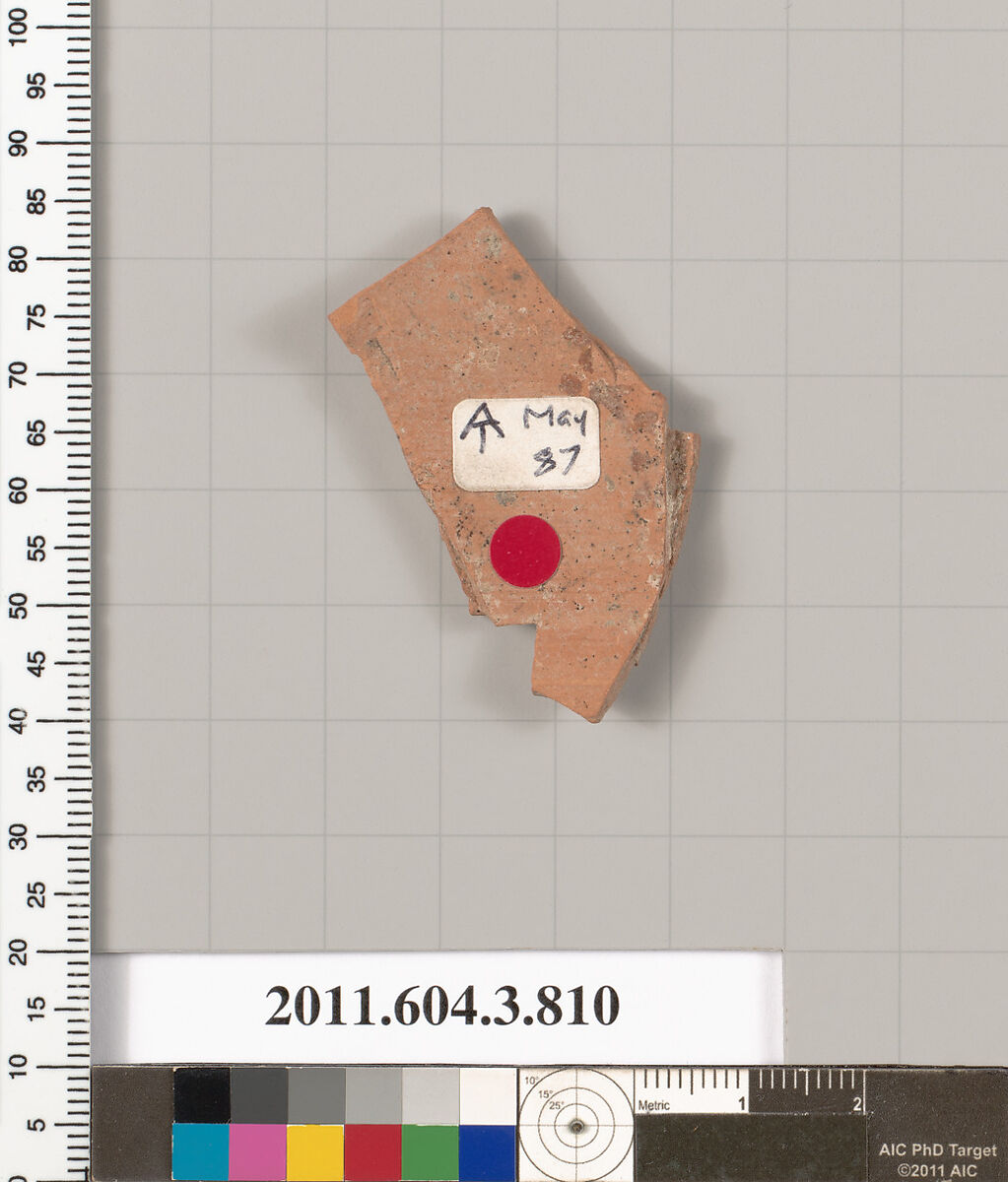 Terracotta fragment of a lekythos (oil flask), Terracotta, Greek, Attic