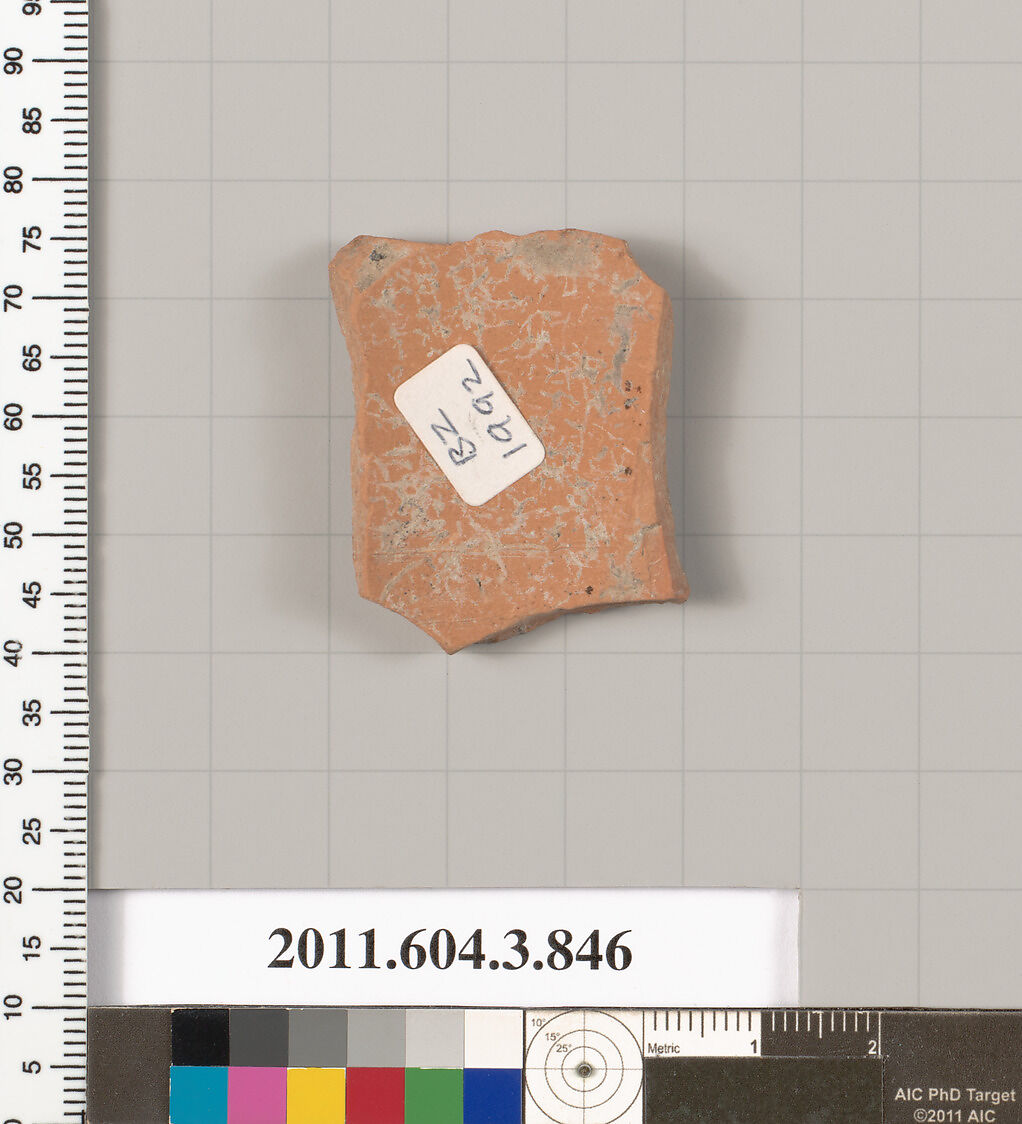 Terracotta fragment of a lekythos (oil flask), Terracotta, Greek, Attic