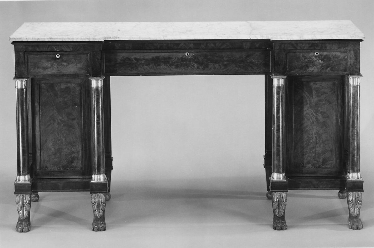 Sideboard Table, Attributed to Duncan Phyfe (American (born Scotland), near Lock Fannich, Ross-Shire, Scotland 1768/1770–1854 New York), Mahogany, marble, American 