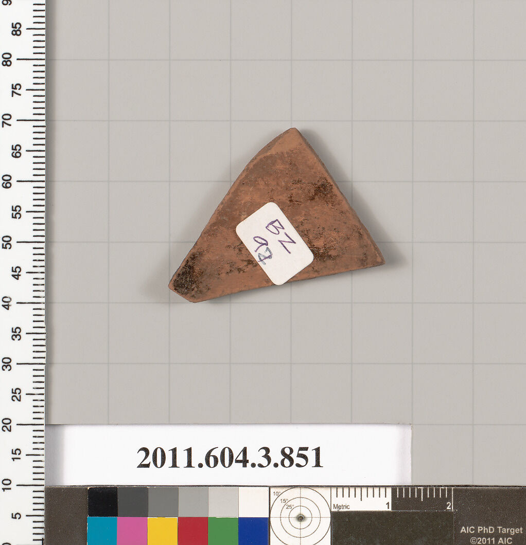 Terracotta fragment of a lekythos (oil flask), Terracotta, Greek, Attic