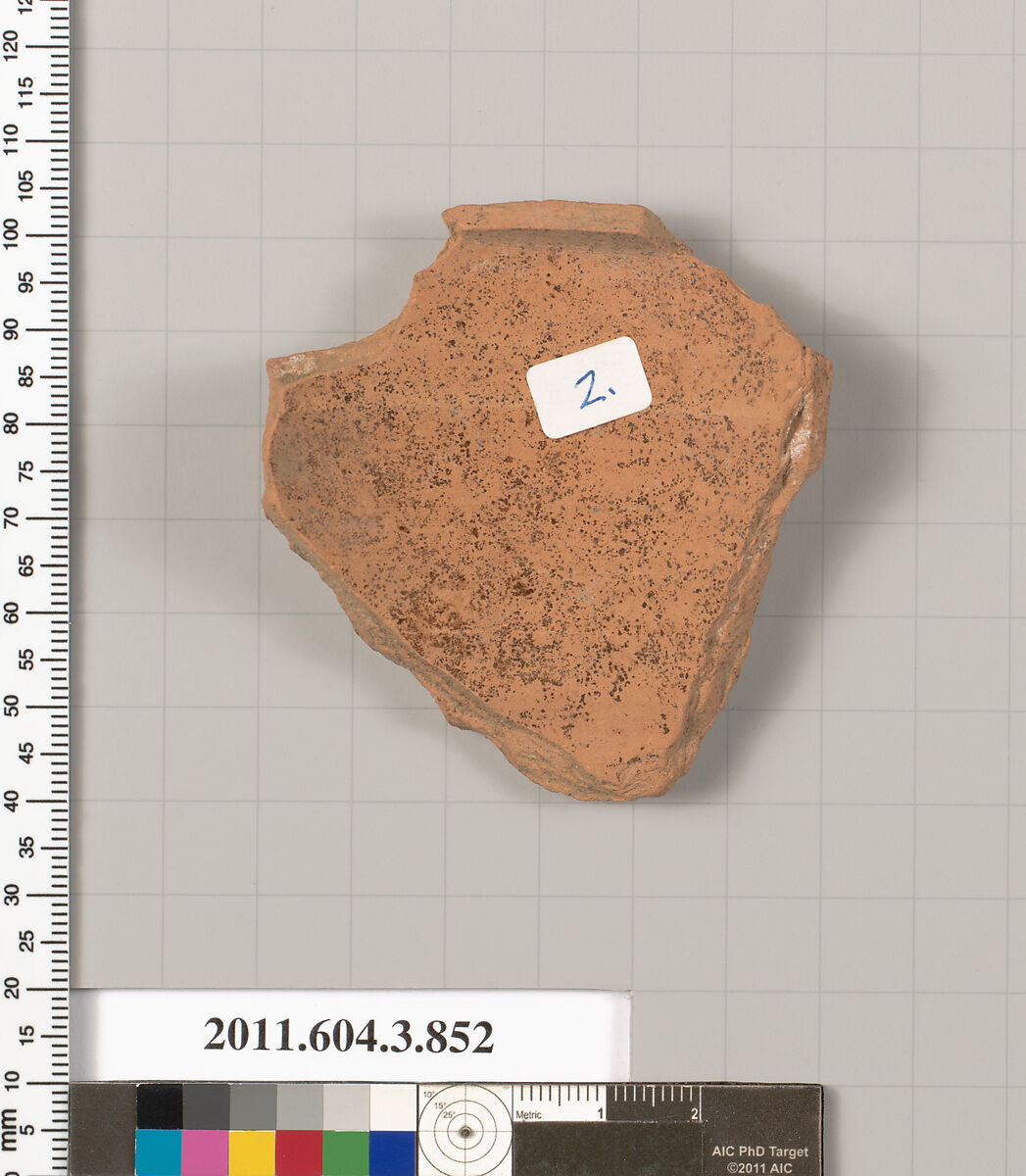 Terracotta fragment of a lekythos (oil flask), Terracotta, Greek, Attic