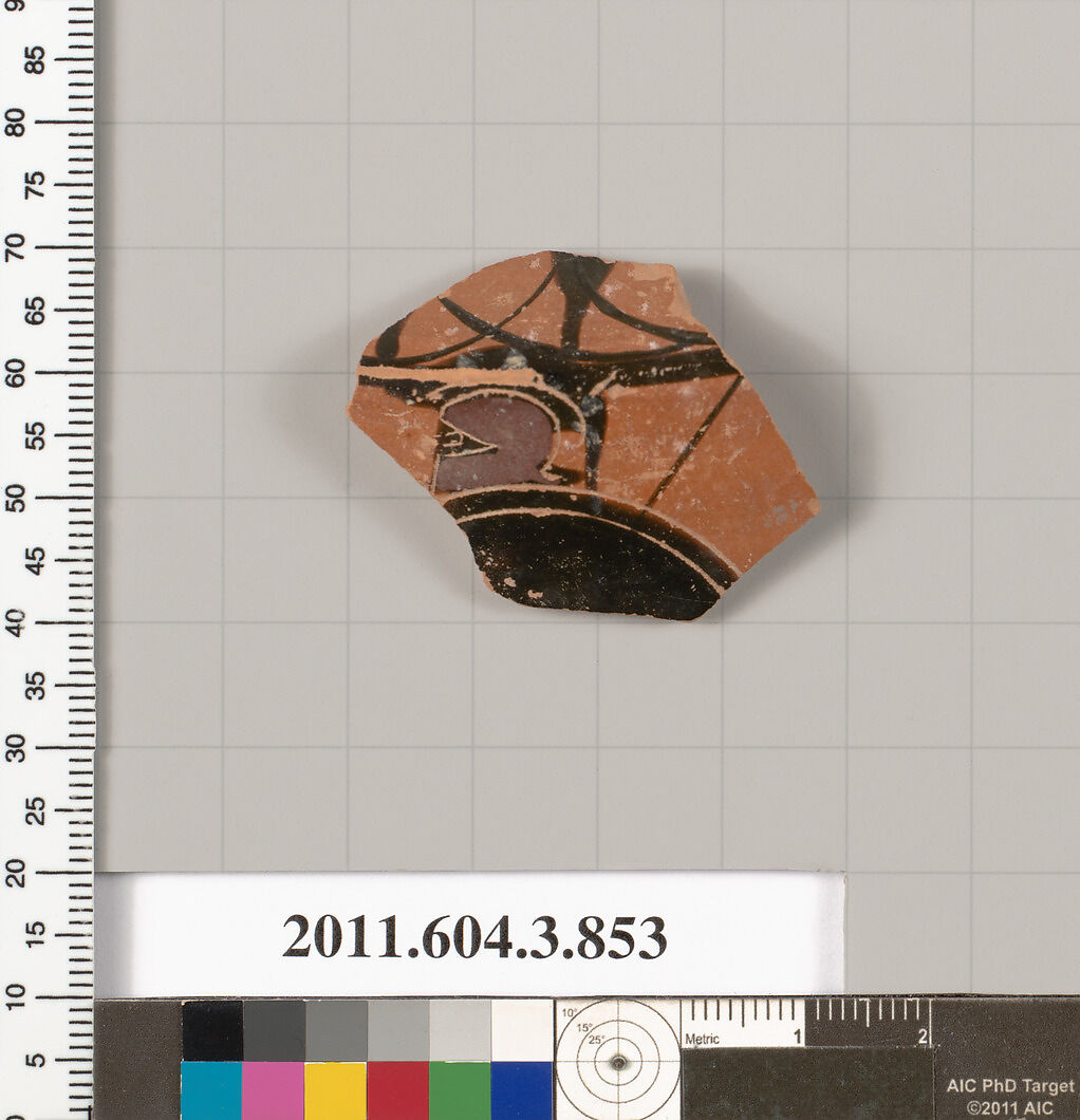 Terracotta fragment of a lekythos (oil flask), Terracotta, Greek, Attic
