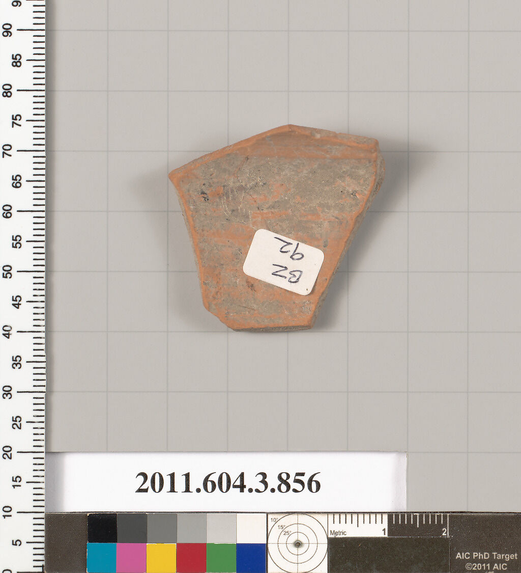 Terracotta fragment of a lekythos (oil flask), Terracotta, Greek, Attic