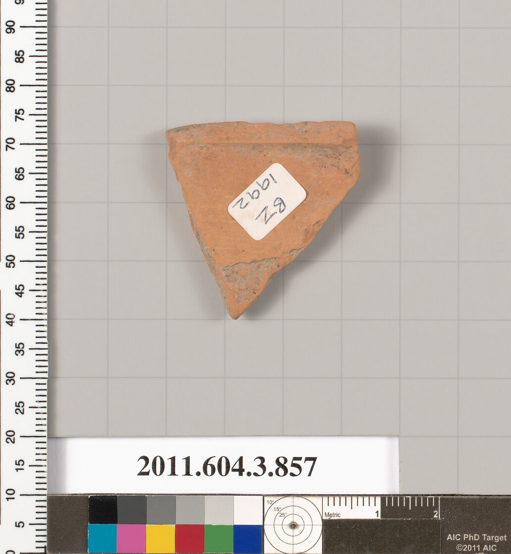 Terracotta fragment of a lekythos (oil flask), Terracotta, Greek, Attic