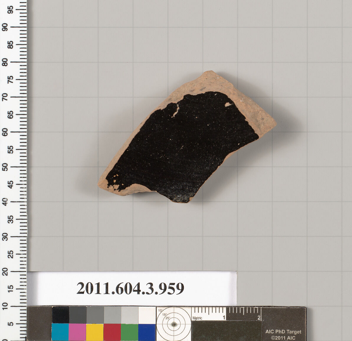 Terracotta fragment of a lekanis lid (covered dish), Terracotta, Greek, Attic
