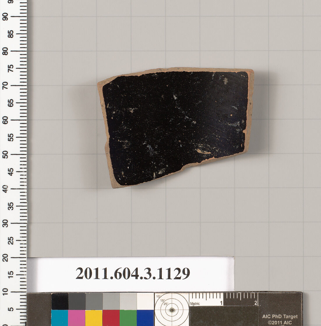 Terracotta fragment of a mastoid (drinking cup with narrow base) or a kyathos (cup-shaped ladle), Terracotta, Greek, Attic