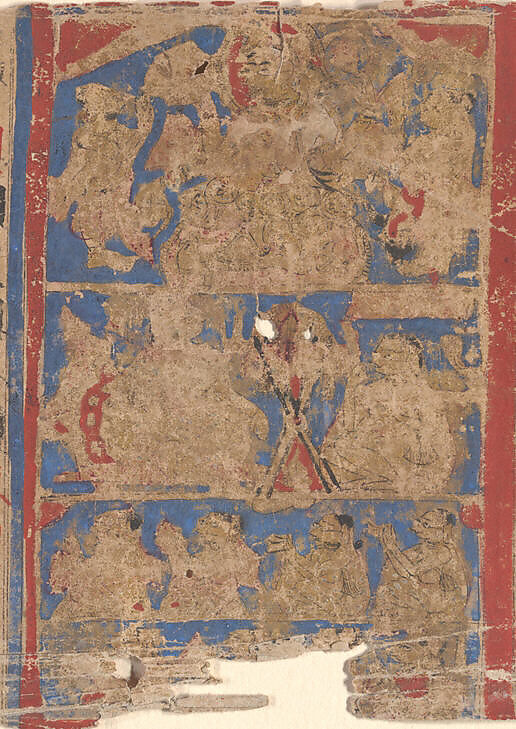 Leaf from a Kalpa Sutra (Jain Book of Rituals), Bhadrabahu (Indian, died ca. 356 BCE), Ink, opaque watercolor, and gold on paper, India (Gujarat)