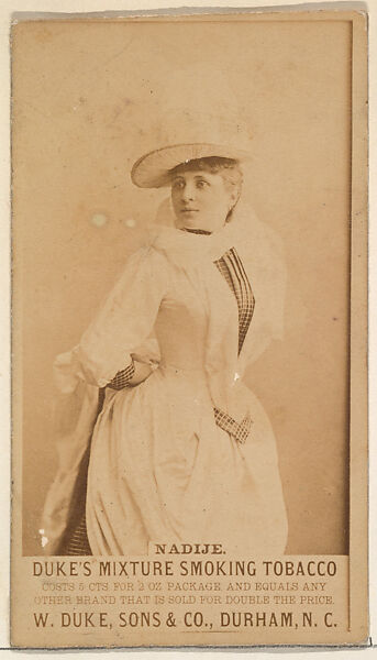Nadije from the Actresses, Celebrities, and Children series (N151) issued by Duke Sons & Co. to promote Duke Cigarettes, Issued by W. Duke, Sons &amp; Co. (New York and Durham, N.C.), Albumen photograph 
