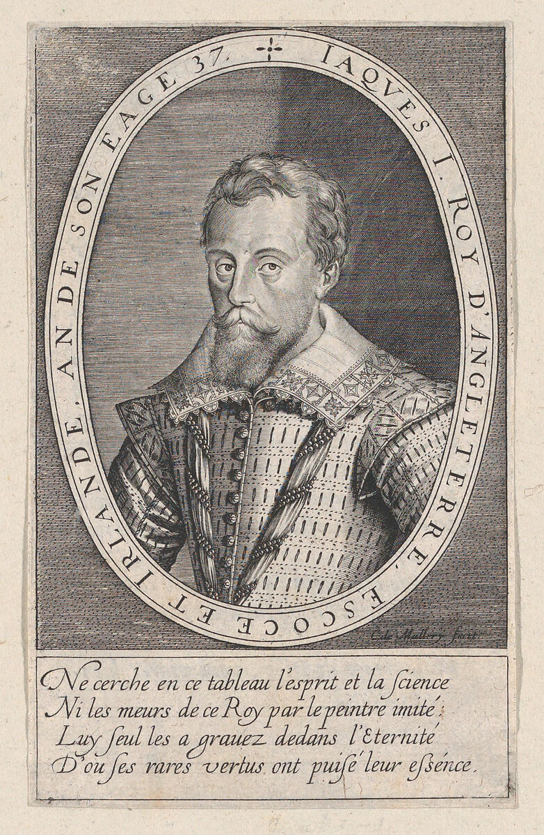 Jaques I Roy d'Angleterre (King James I of England), Karel van Mallery (Netherlandish, Antwerp, 1571– after 1635 Antwerp), Etching and engraving 