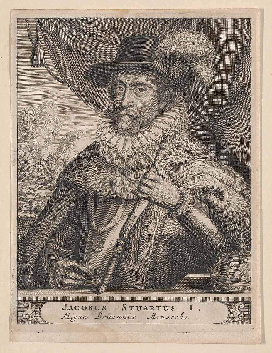 Jacobus Stuartus I. Magnæ Britanniæ Monarcha (James I, King of England), Anonymous, Dutch, 17th century, Engraving 