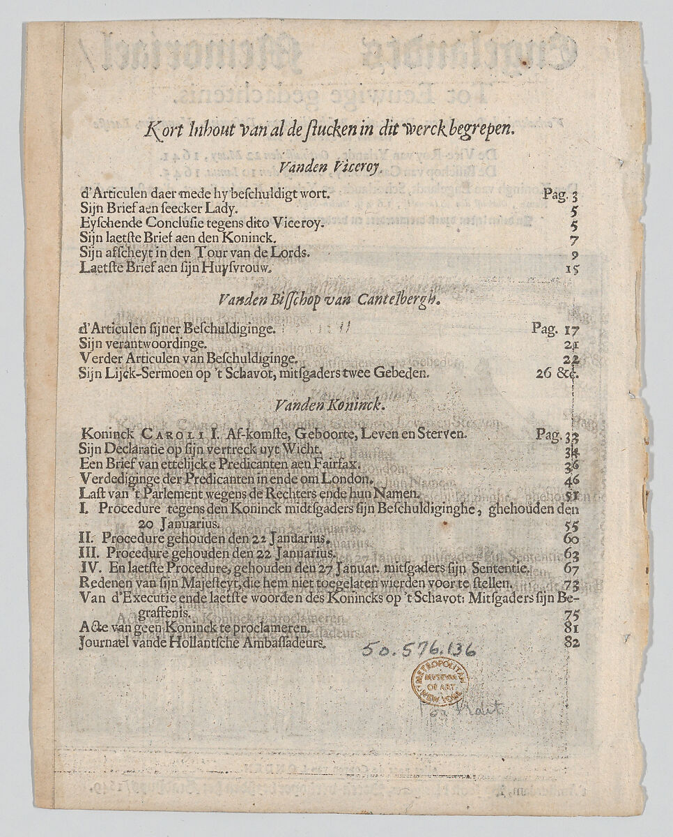 The Execution of King Charles I (Title page: Engelandts Memoriael), Joost Hartgerts (Dutch, active 1649), Etching