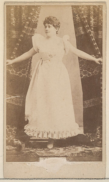 [Actress with arms outstretched], from the Actresses, Celebrities, and Children series (N151) issued by Duke Sons & Co. to promote Duke Cigarettes, Issued by W. Duke, Sons &amp; Co. (New York and Durham, N.C.), Albumen photograph 