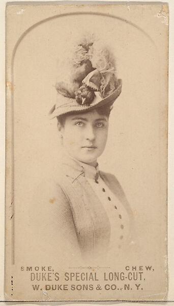 [Actress in fancy hat], from the Actresses, Celebrities, and Children series (N151) issued by Duke Sons & Co. to promote Duke Cigarettes, Issued by W. Duke, Sons &amp; Co. (New York and Durham, N.C.), Albumen photograph 