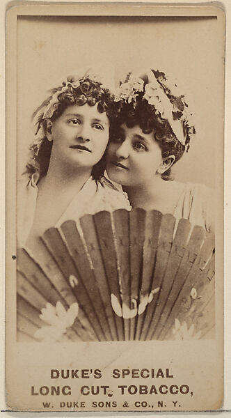 [Actresses with open fan (Kirby & Dennin)], from the Actresses, Celebrities, and Children series (N151) issued by Duke Sons & Co. to promote Duke Cigarettes, Issued by W. Duke, Sons &amp; Co. (New York and Durham, N.C.), Albumen photograph 