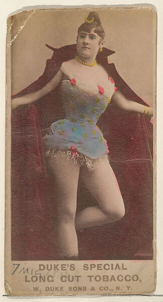 [Actress in cloak with arms outstretched], from the Actresses, Celebrities, and Children series (N151) issued by Duke Sons & Co. to promote Duke Cigarettes, Issued by W. Duke, Sons &amp; Co. (New York and Durham, N.C.), Albumen photograph 