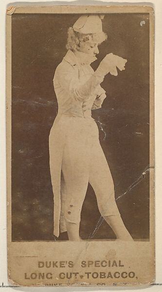 [Actress in coat and tails (Fanny Josephs)], from the Actresses, Celebrities, and Children series (N151) issued by Duke Sons & Co. to promote Duke Cigarettes, Issued by W. Duke, Sons &amp; Co. (New York and Durham, N.C.), Albumen photograph 