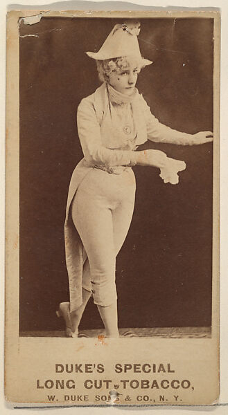 [Actress in coat and tails (Fanny Josephs)], from the Actresses, Celebrities, and Children series (N151) issued by Duke Sons & Co. to promote Duke Cigarettes, Issued by W. Duke, Sons &amp; Co. (New York and Durham, N.C.), Albumen photograph 