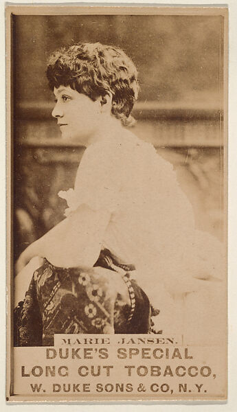 Marie Jansen from the Actresses, Celebrities, and Children series (N151) issued by Duke Sons & Co. to promote Duke Cigarettes, Issued by W. Duke, Sons &amp; Co. (New York and Durham, N.C.), Albumen photograph 