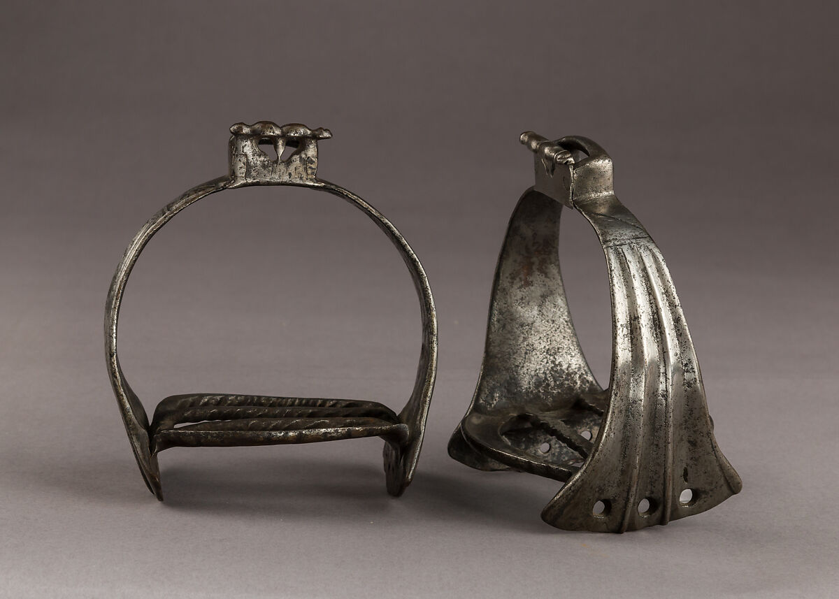 Pair of Stirrups, Iron alloy, possibly Netherlandish or Spanish 