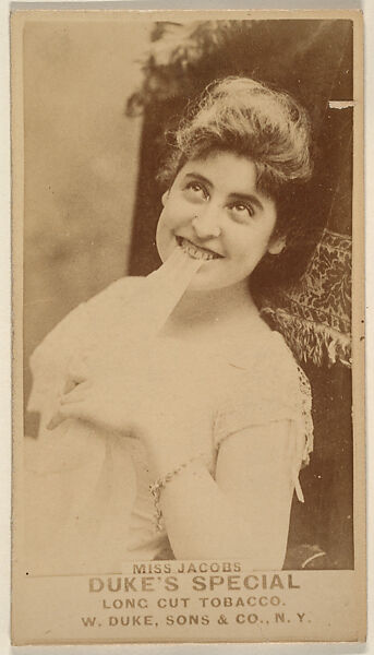Miss Jacobs from the Actresses, Celebrities, and Children series (N151) issued by Duke Sons & Co. to promote Duke Cigarettes, Issued by W. Duke, Sons &amp; Co. (New York and Durham, N.C.), Albumen photograph 