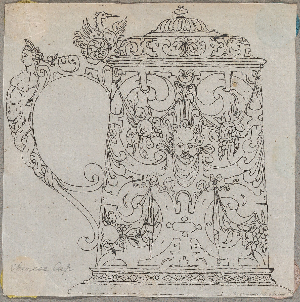 Covered Tankard with 16th century ornament, Possibly by Paul Flindt (German, Nuremberg before 1567–after 1631 Nuremberg), Stipple engraving (punched) 