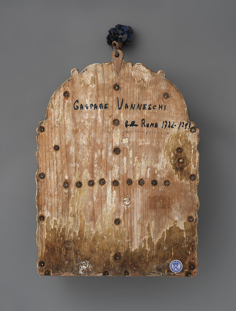 Baraffael Family Hanukkah Lamp, Gaspare Vanneschi (Italian, active Rome, 1758–1787), Silver, embossed, engraved, punched; soft wood back support, Italian, Rome