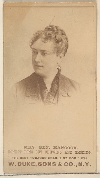 Mrs. Gen. Hancock from the Actresses, Celebrities, and Children series (N151) issued by Duke Sons & Co. to promote Duke Cigarettes, Issued by W. Duke, Sons &amp; Co. (New York and Durham, N.C.), Albumen photograph 