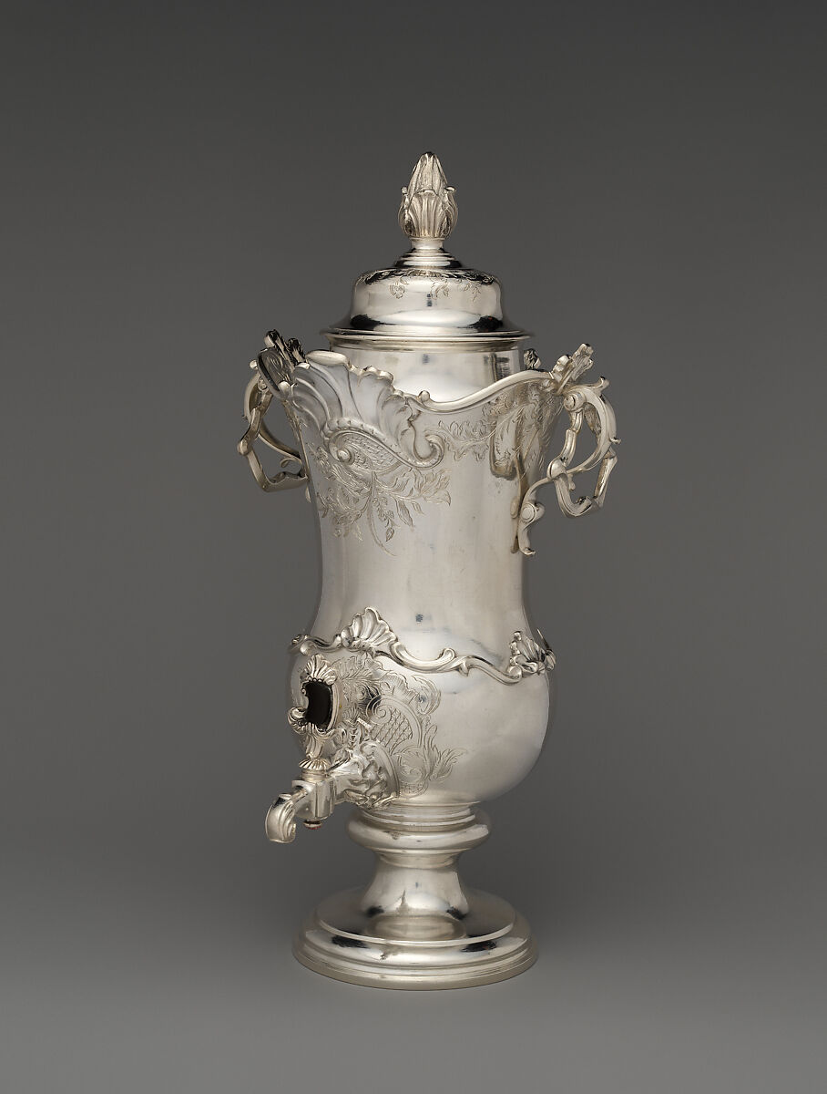 Coffee urn (Kraantjeskan), Gerrit Boverhof (Dutch, Steenwijk 1696–1772 Amsterdam, master 1721), Silver, ebony, Dutch, Amsterdam 