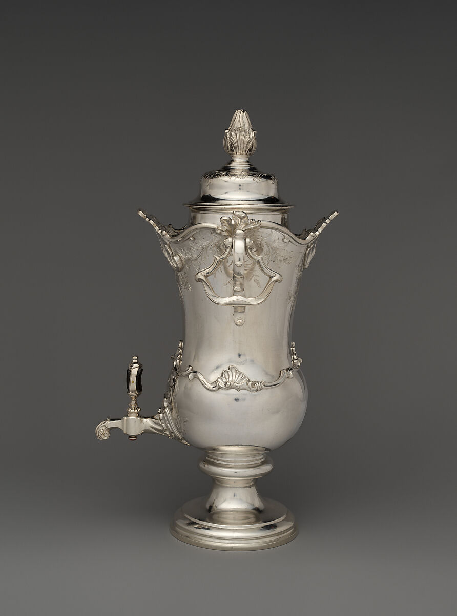 Coffee urn (Kraantjeskan), Gerrit Boverhof (Dutch, Steenwijk 1696–1772 Amsterdam, master 1721), Silver, ebony, Dutch, Amsterdam