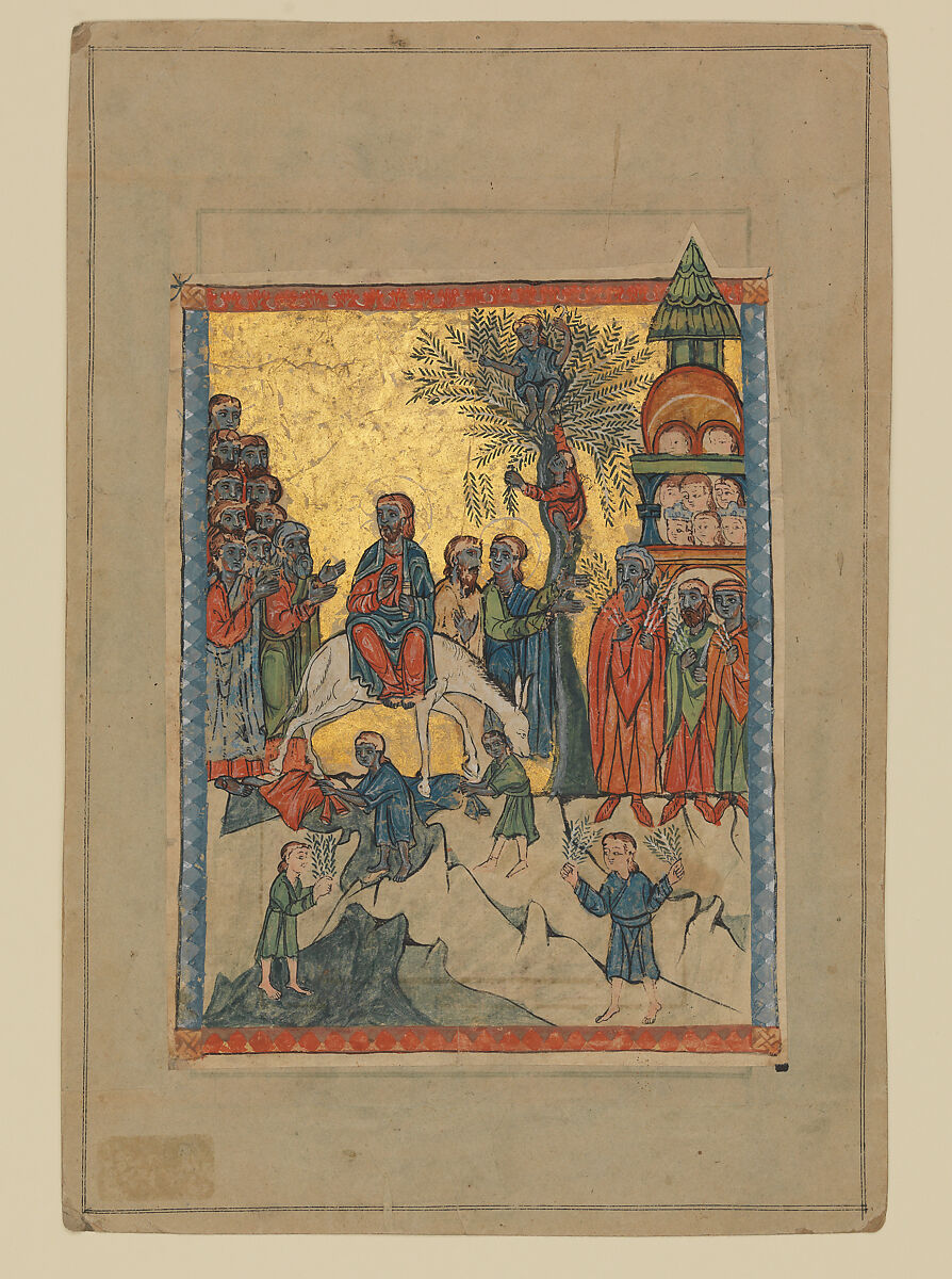 Four miniatures of the life of Christ from a gospel book of 1311 (Presentation, Baptism, Transfiguration, Entry into Jerusalem), T'oros the Deacon (Armenian, act. late 13th–early 14th century), Ink and pigments on oriental paper, Armenian