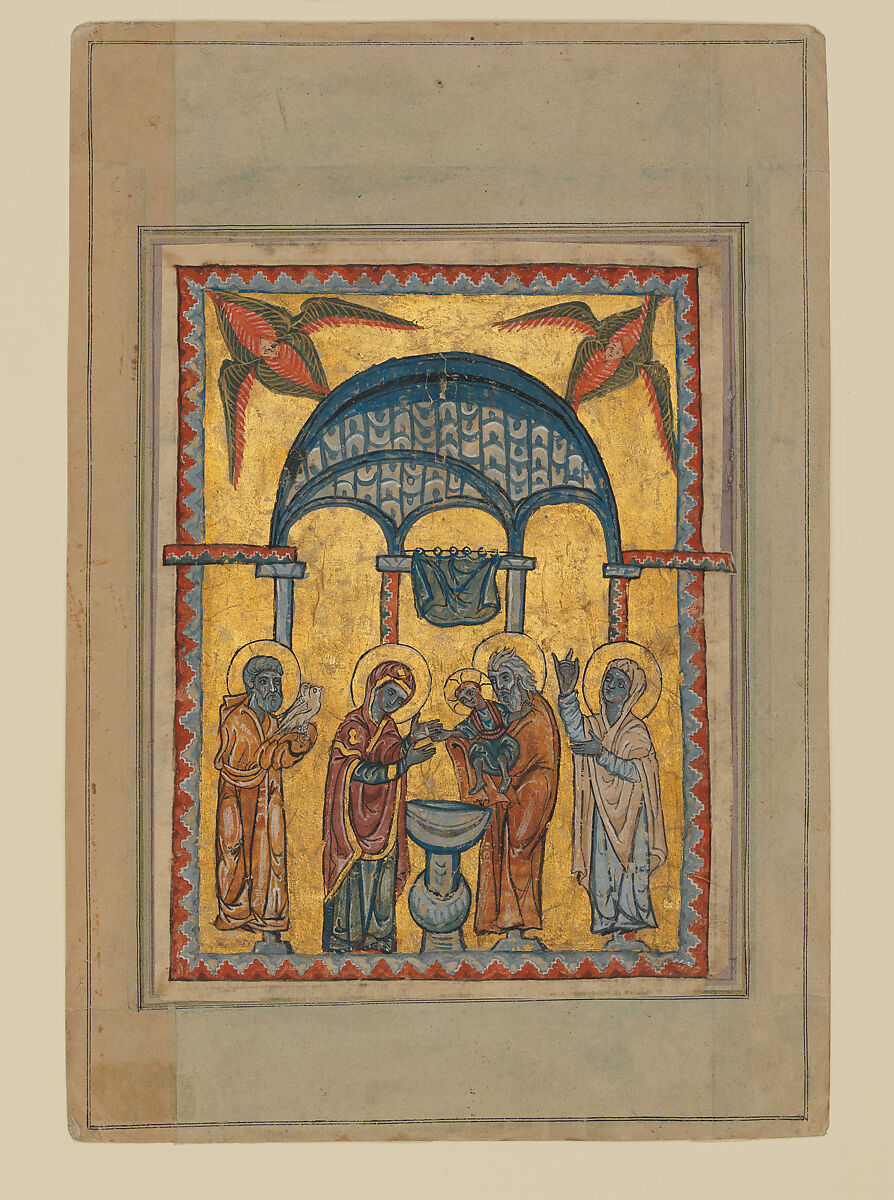 Four miniatures of the life of Christ from a gospel book of 1311 (Presentation, Baptism, Transfiguration, Entry into Jerusalem), T&#39;oros the Deacon (Armenian, act. late 13th–early 14th century), Ink and pigments on oriental paper, Armenian 