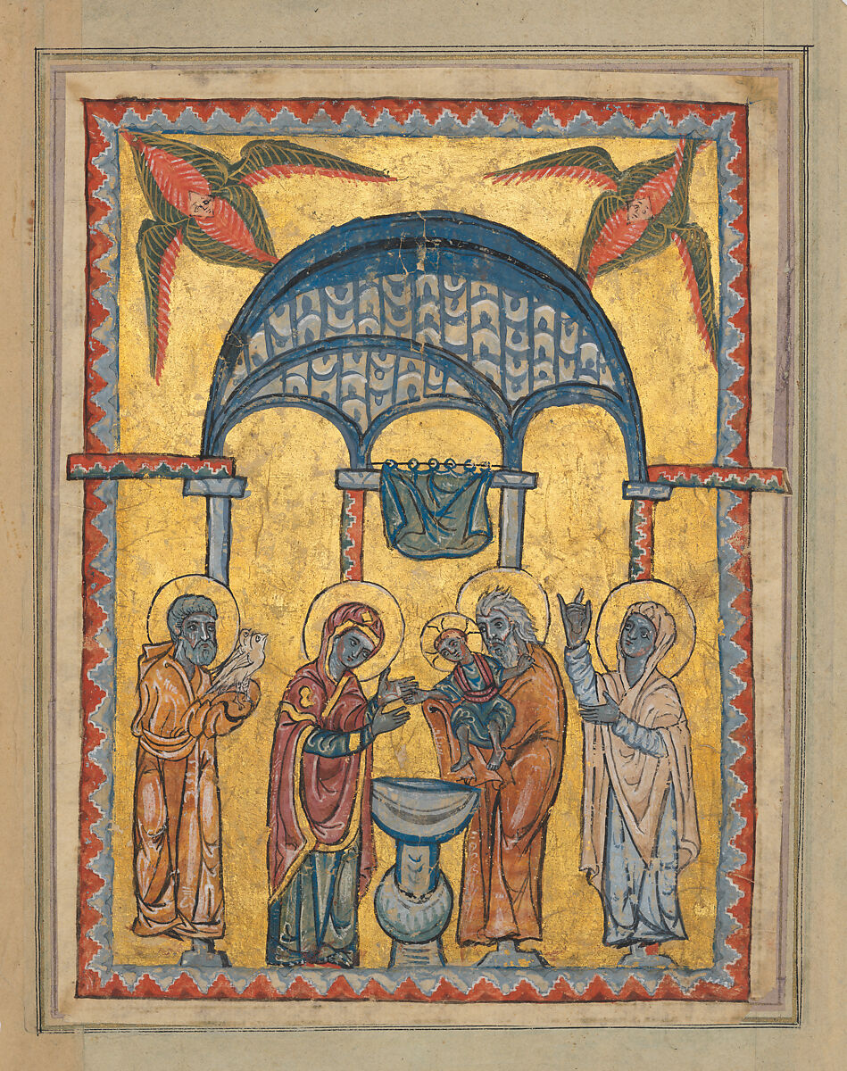 Four miniatures of the life of Christ from a gospel book of 1311 (Presentation, Baptism, Transfiguration, Entry into Jerusalem), T'oros the Deacon (Armenian, act. late 13th–early 14th century), Ink and pigments on oriental paper, Armenian