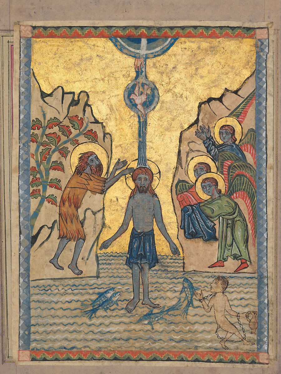 Four miniatures of the life of Christ from a gospel book of 1311 (Presentation, Baptism, Transfiguration, Entry into Jerusalem), T'oros the Deacon (Armenian, act. late 13th–early 14th century), Ink and pigments on oriental paper, Armenian